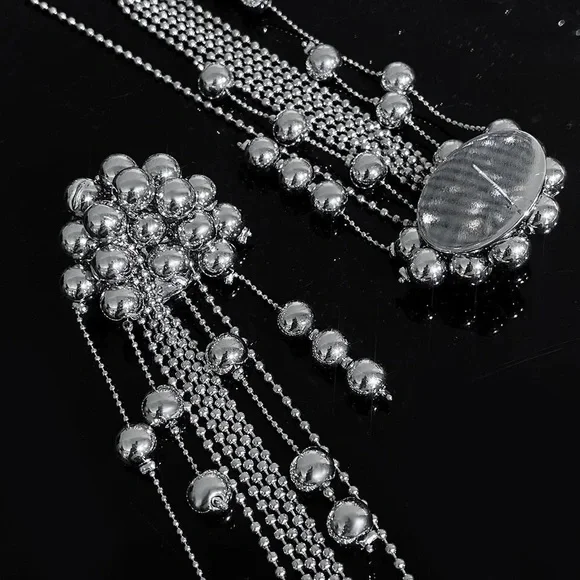 Zara EDGE NYC Uneven Chunky Dangle Mercury Pearl Pin Earrings long - Picture 6 of 16